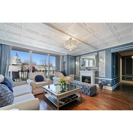 A La Maison Ceilings R24 Line Art Foam Glue-up Ceiling Tile (256 sq. ft./Case), Pack of 96, Plain White