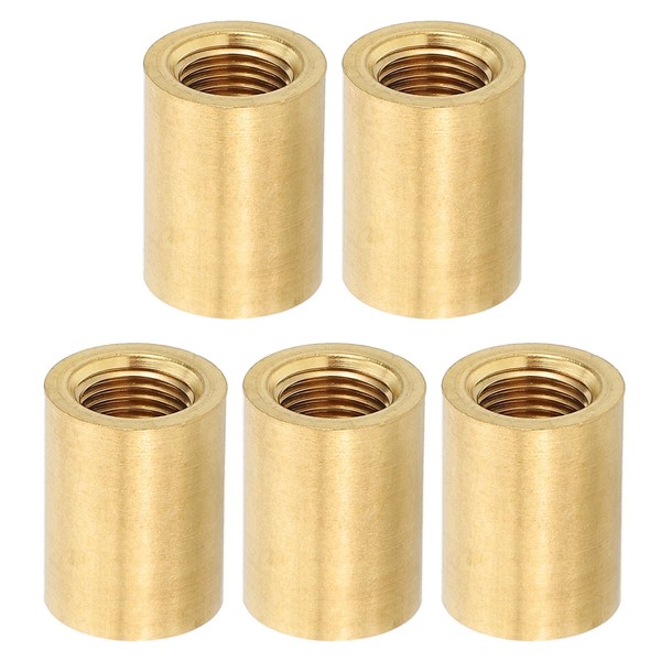 PATIKIL Lamp Pipe Brass Coupling Nut, 5 Pcs 20mm Long