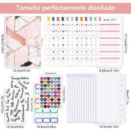 KEDEEK Organizador de Dinero, A6 Organigastos Tipo Cartera, Planificador de Presupuesto con 12 Hoja de Presupuesto/ 12 Sobre de Efectivo/ 4 Ranura para tarjetas/Etiquetas Adhesivas de Varios Tipos