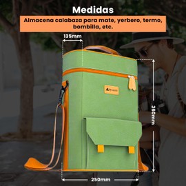 Matera para MATE ARGENTINO kit - Materas para Mate y Termo - Matero Bag for Mate Uruguayo - Matero Argentino Waterproof Bag for Argentino Mate Kit Complete - Matera Argentina bag for mate