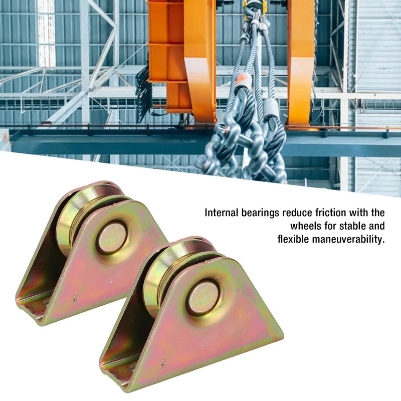 2PCS V Groove Wheel Pulley, Galvanized Alloy Steel Track Rail