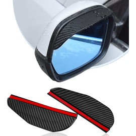 2 piezas de protectores de lluvia para espejo retrovisor - Protectores de espejo de fibra de carbono, cubiertas flexibles universales de PVC, accesorios duraderos para vista lateral para autos
