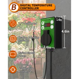 Buyplus Greenhouse Heater with Digital Thermostat, 1500W Outdoor Heaters for Patio, Electric Space Heater for Patio, Garage, Greenhouse, Flower House, Silver