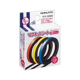 Kokuyo Magnetic Strips, 3 Rolls Magnetic Tape, Red Blue Yellow Writable Flexible Magnet Dry Erase Board Strip Roll. 3.3 Feet x 0.2 Inch Each (Mac-306N)