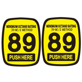 89 Octane Rating Pump Reflective Sticker Pack of 2, Minimum Gasoline Vinyl Decal Labels, 2x2.5 Inches Pump Reflective Sticker for Fuel Cap