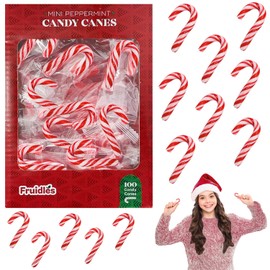 Fruidles Christmas Mini Candy Canes (100 Pack) Peppermint Flavor, Individually Wrapped, 2" Inch, Net WT 4.42oz (125g) (100-Pack)