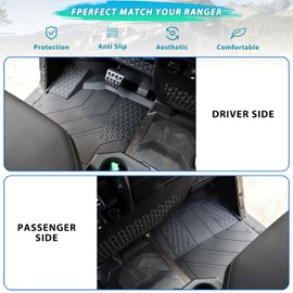 POKIAUTO TPE Floor Mats for Polaris Ranger XD 1500, Front Rubber Floor Mat All Weather Protection Slush Liner for Polaris Ranger Crew XD 1500 Northstar Premium/Ultimate 2024 2025 Accessories (2PCS)
