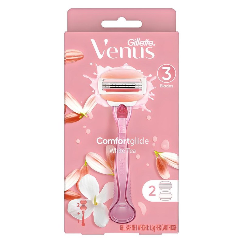 Venus 컴포트 글라이드 화이트티 여성용 면도기 + 면도날 2입 1개
