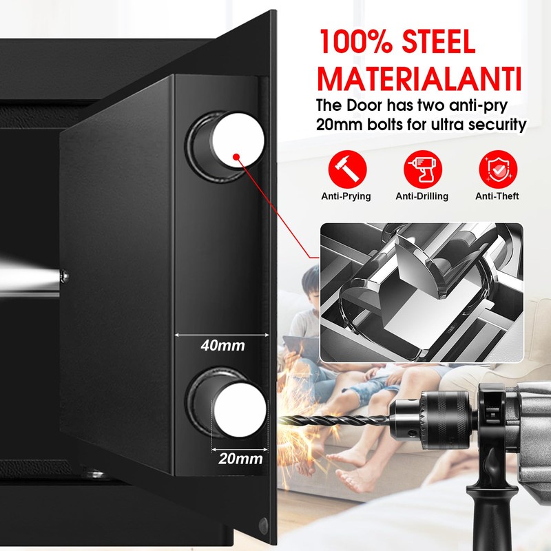 1.6 Cub Fire Proof Safe for Home Documents, Anti-Theft Digital