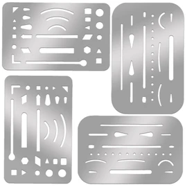 4 Pcs Erasing Shields Stainless Steel Drawing Template Shields Drafting Tools Metal Eraser Shields Tool for Mechanical Drawing Engineering Design