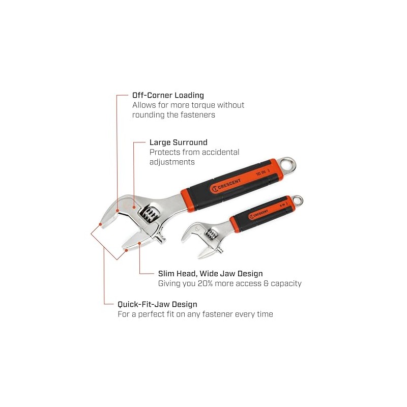 Crescent 2 Piece 6" & 10" Quick-Fit-Jaw Wrench Set |