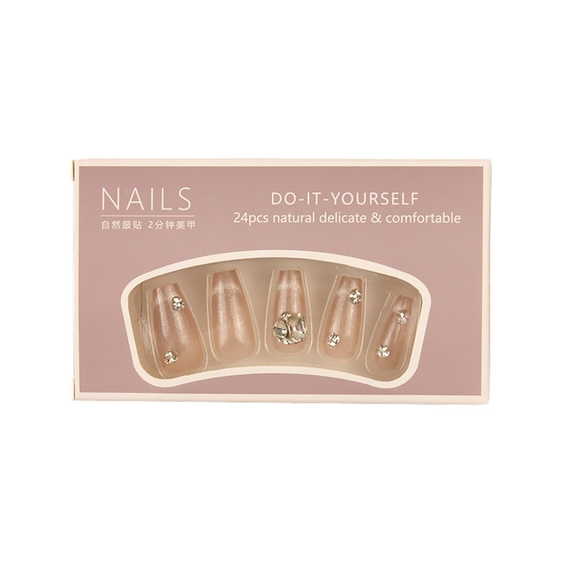 SEMTIM Nail Tips, 24 Pieces, Medium, Short, Round, False Nails,
