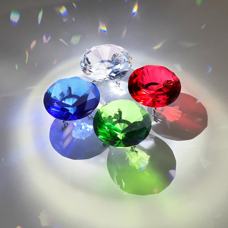 Large Crystal Diamond Paperweight with Stand Jewels Wedding Decorations Centerpieces