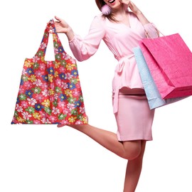 FAVORTALK Shopper Bag 3 Pcs Large Capacity Portable Grocery Bags Reusable Eco Friendly Washable Shopping Bags for Women Ladies - D28511