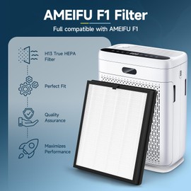 2 Pack F1 Replacement Filter Compatible with AMEIFU F1 Air Purifier, Double-Sided Filters for Home Large Room Up to 2200 Sq Ft, H13 True HEPA and Activated Carbon Filter