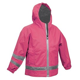 Charles River Apparel Toddler, Children, Youth New Englander Rain Jacket - Unisex Waterproof Jacket with Hood - Hot Pink/Reflective (Size 3T)