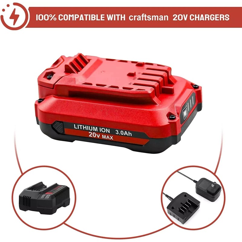 For CRAFTSMAN 2x 20V For Craftsman V20 20Volt MAX 3.0Ah