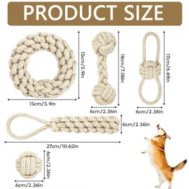 5 Stück Hundespielzeug Seil, Zerrspielzeug für Hunde aus Natürlicher Baumwolle, Interaktive Kauen Spielzeug mit Knoten Ball, Hundeseil Spielzeug für Mittelgroße Hunde kleine Hunde Zähne Reinigung