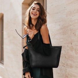 LEABAGS Juliana Leather Handbag, Women's Premium Genuine Leather Shopper 16 Inches, Business Laptop Bag, Large and Elegant, Women's Bags, Vintage Carry Bag, Large Capacity for Work, Leisure or