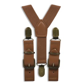 London Jae Apparel Cognac Suspenders - Wedding Groomsmen/Ring bearer outfit (Kids Small)