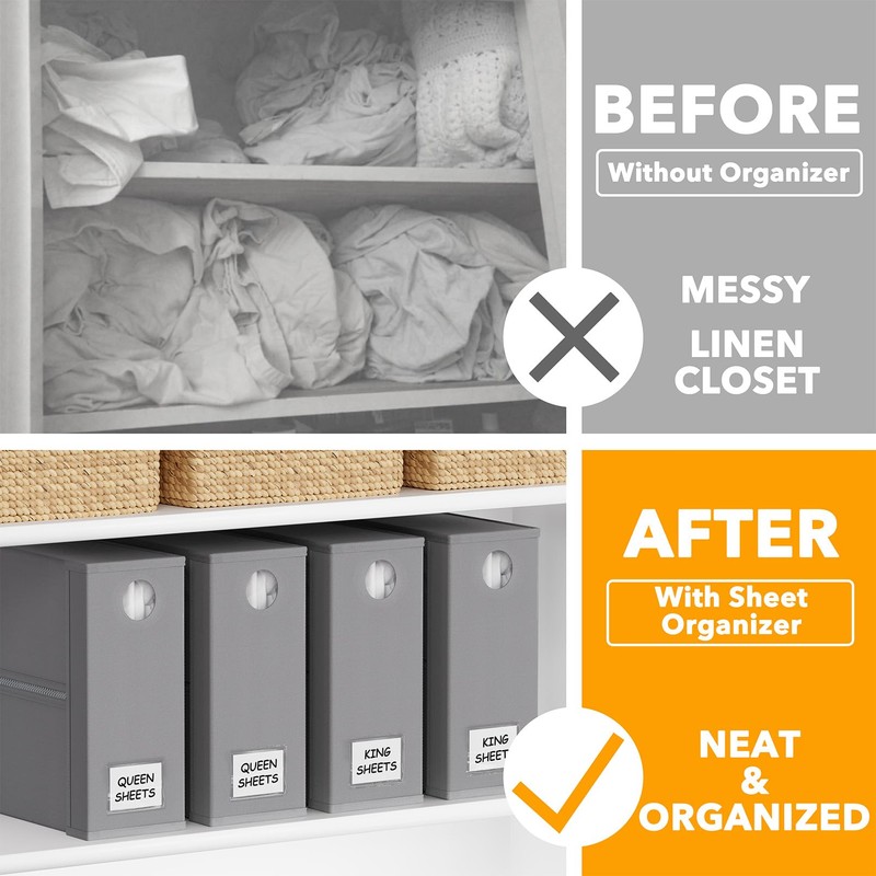 SpaceAid 4 Pack Bed Sheet Organizers and Storage, Foldable Organizer