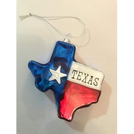 Generic BigTexas State of Texas Shape Glass Ornament for Christmas Tree/Wall Hanging Decoration