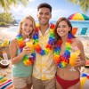 50 Collares Hawaianos Tela Cotillones Para Boda Neon Fiesta