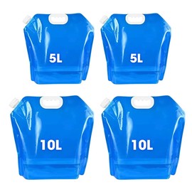 mizikuu Pack of 4 Foldable Water Canisters, 5L/10L Drinking Water Canister with Tight Lid, Flexible Water Canister, Reusable, BPA-Free Water Bag for Outdoor Camping Hiking Picnics
