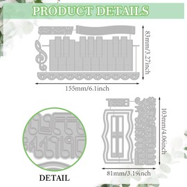 MAYJOYDIY 3D Pop Up Piano Music Note Cutting Dies Metal Embossing Stencils Musical Instrument Carbon Steel Cutting Dies for Scrapbooking Craft Paper Card Making