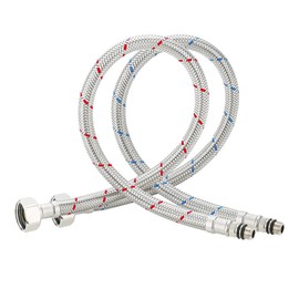 Amindz 2 pcs (1/2 BSP, 60 cm) Connection Hose Fitting M10 Hose Mixer Tap Connection Hose Water Inlet Hoses Water Inlet Hoses Extension for Tap Mixer Tap