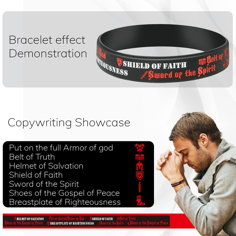 xiheer Armor of God Silicone Wristband Bracelets Ephesians 6: 10-18