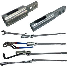 Keyfit Tools Big Bertha BREACHERS STUBBY 1/2" I.D. & 1" I.D. & Breaker Bar W/Ratcheting Adapter (4PC Set) Wrench Extender Extension for Ratchets Pliers Torque Up to 4 Feet of Nut Busting Power