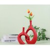 WUBIANJIE Red Ceramic Vase Set - Modern Boho Decor, Snuggle