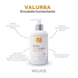 Valurea Urea 10% Emulsión Corporal 250ml – Crema Hidratante Intensiva para Pieles Secas y Muy Secas – Tratamiento Humectante Hipoalergénico con Aceite