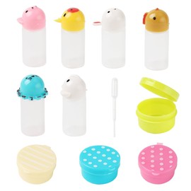 Ximimark 14 pcs Color Random Round Dots Portable Soy Sauce Plastic Bottle, Take Out Packing Seasoning Box, Seasoning Cup Dispensing Box, For Outdoor Picnic, Camping And Office,