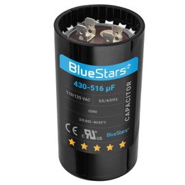 [2025 Upgraded] BlueStars 430-516 uf/MFD 110-125 VAC ±20% 50/60 Hz Volts Round Start Capacitor 50/60 Hz AC Electric Replacement Part - Exact Fit for Single-Phase Electric Motors