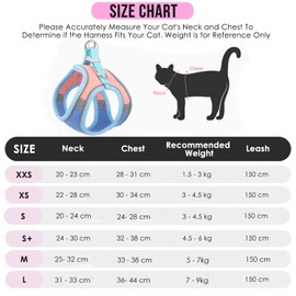 Eyein Cat Harness and Lead Set for Walking, Adjustable Soft Sturdy Faux Suede Escape Proof Kitten Vest Harness and leash with Reflective Strip for Large Medium Small Cats(Pink & Blue, S)