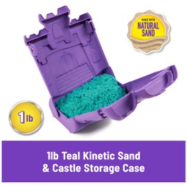 Kinetic Sand, Castle Case with 1lb Teal Play Sand, Storage Container, Sensory Toys for Kids Ages 3 and up