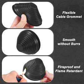 M METERXITY 6-Pack Rubber Grommets for Wiring 70mm Flexible Drill Hole Grommets Cable Cord Grommet Firewall Hole Plug for Cables/Wires Through Protection [Black, Tower-Shaped]