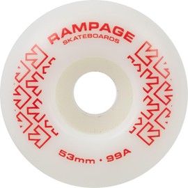 Rampage Skateboard Wheels Hardness 99A Polyurethane Hard Skateboard Wheels for a Fast Ride - Set of 4 Ideal White and Black Skateboard Wheels for Skate Parks and Smooth Surfaces