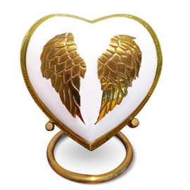Trupoint Memorials Small Urns for Human Ashes Keepsake, Mini Heart Urn with Stand, Decorative Cremation Urns for Adult Men & Women – White Gold Wings