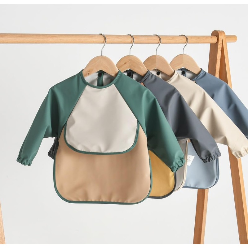 GZMM Waterproof Baby Bibs,Infant Toddler Long Sleeve Feeding Bib With