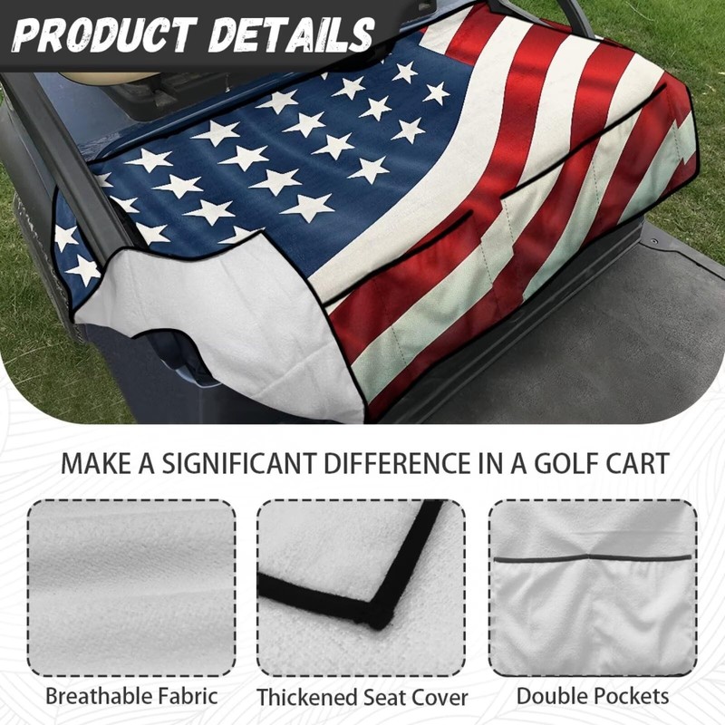 Generic Golf Cart Seat Covers - Red/White/Blue - Polyester, Spandex