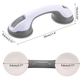Boutihao 2 Stk Duschgriff Saugnapf, Kunststoff Badewannengriff, Aufstehhilfe Extra Griffstange, Haltegriffe für Dusche Ohne Bohren, Schwangere, Kinder und für körperlich eingeschränkte Personen, Grau