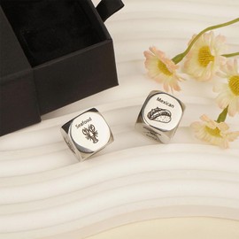 2Pcs Date Night Dice,Gifts for Women Men,Valentines Day Gifts for Her,Food Dice Anniversary Steel Food Decision Dice,Dinner Dice Stocking Stuffers for Women Men Christmas Brthiday Wedding Funny Gifts
