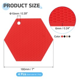 uxcell 4 Pcs Silicone Trivet Mats, Hexagon Silicone Pad Hot Pad Pan Protectors Table Protector Heat Resistant Mat for Countertop, Kitchen, Hot Dishes, Hot Pots and Pans, Multicolor