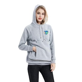 LINYUCHEN Cat Dog Carrier Hoodies – Puppy Kitten Carrying Sweatshirt Large Pet Pocket Pullover Top – Unisex Kangaroo Hoodies Grey
