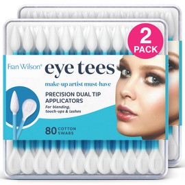 Fran Wilson EYE TEES COTTON TIPS 80 Count (2 PACK) - Precision Makeup Applicator, Double-sided Swabs with Pointed and Rounded Ends for Perfect Blending, Effective Cleaning and Precise Touch-ups