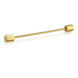 HONEY BEAR Mens Shirt Collar Bar Pin Clips Clasp Set Business Gift 65mm (Hexagon Head Gold)