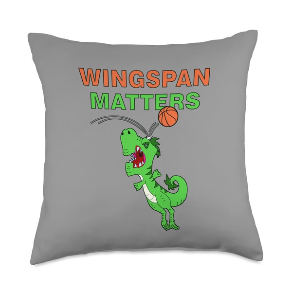 Funny Kids Wingspan Matters Dinosaur Trex Basketball Player Throw Pillow